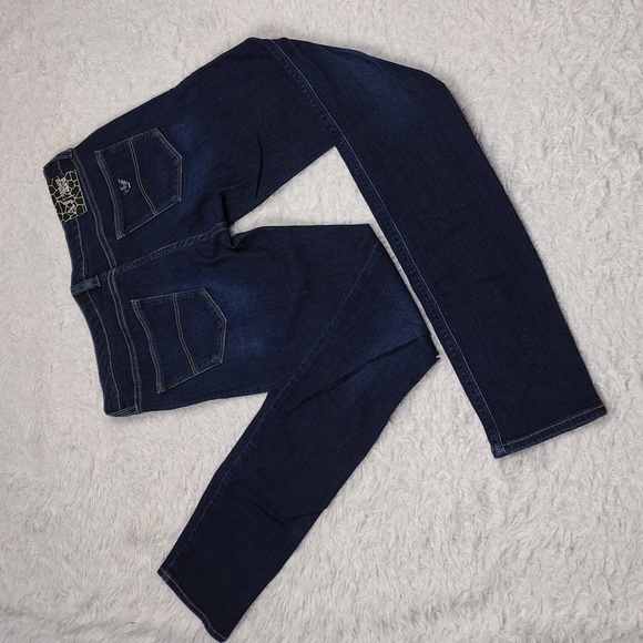Armani Jeans Lotus Blue Dark Wash Five Pocket Low Mid Rise Skinny Leg Jean - Picture 15 of 15